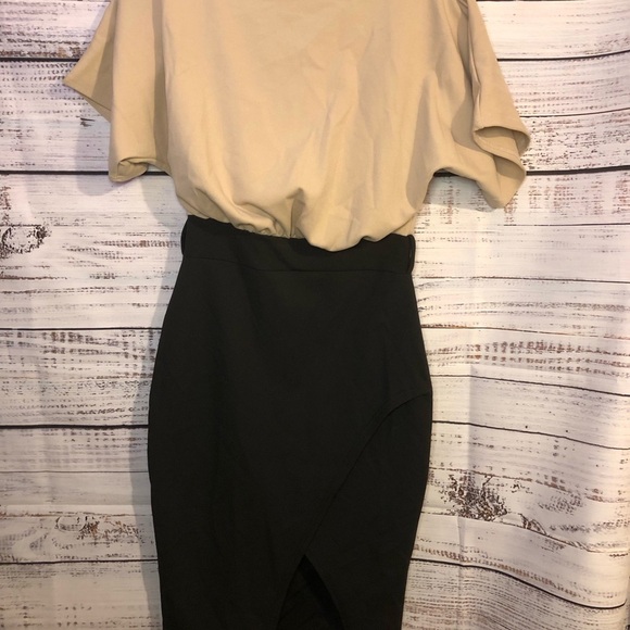 VENUS Beige and Black Midi Dress - Picture 4 of 15